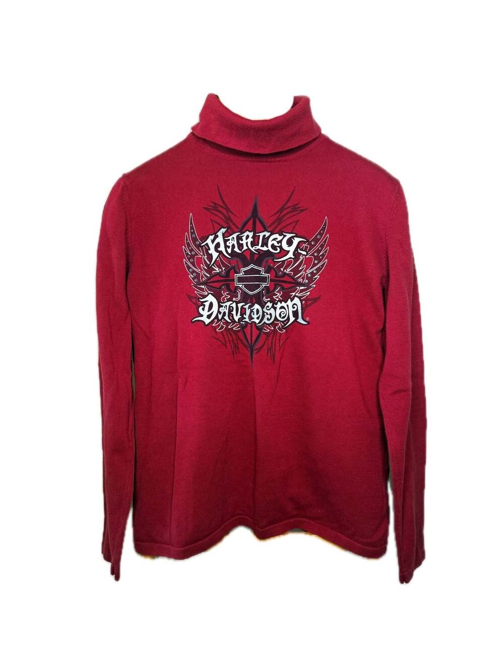 Harley-Davidson Women's Red Cotton Turtleneck Sweater XL